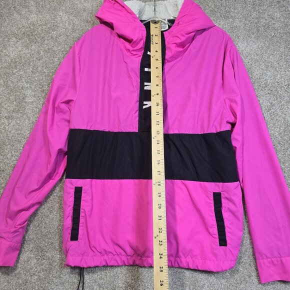Victoria's Secret Pink Sherpa Hood Lined Anorak 1/2 Zip Logo Windbreaker Sz XS-S - Picture 2 of 12